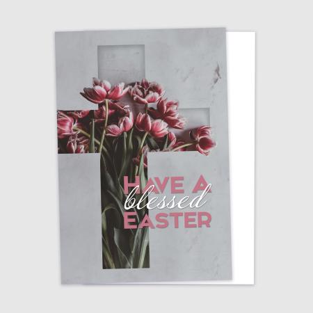 Easter - Cross and Flowers - Available in French only